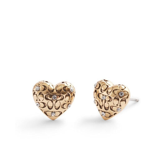 Faux Stone Signature Quilted Heart Stud Earrings