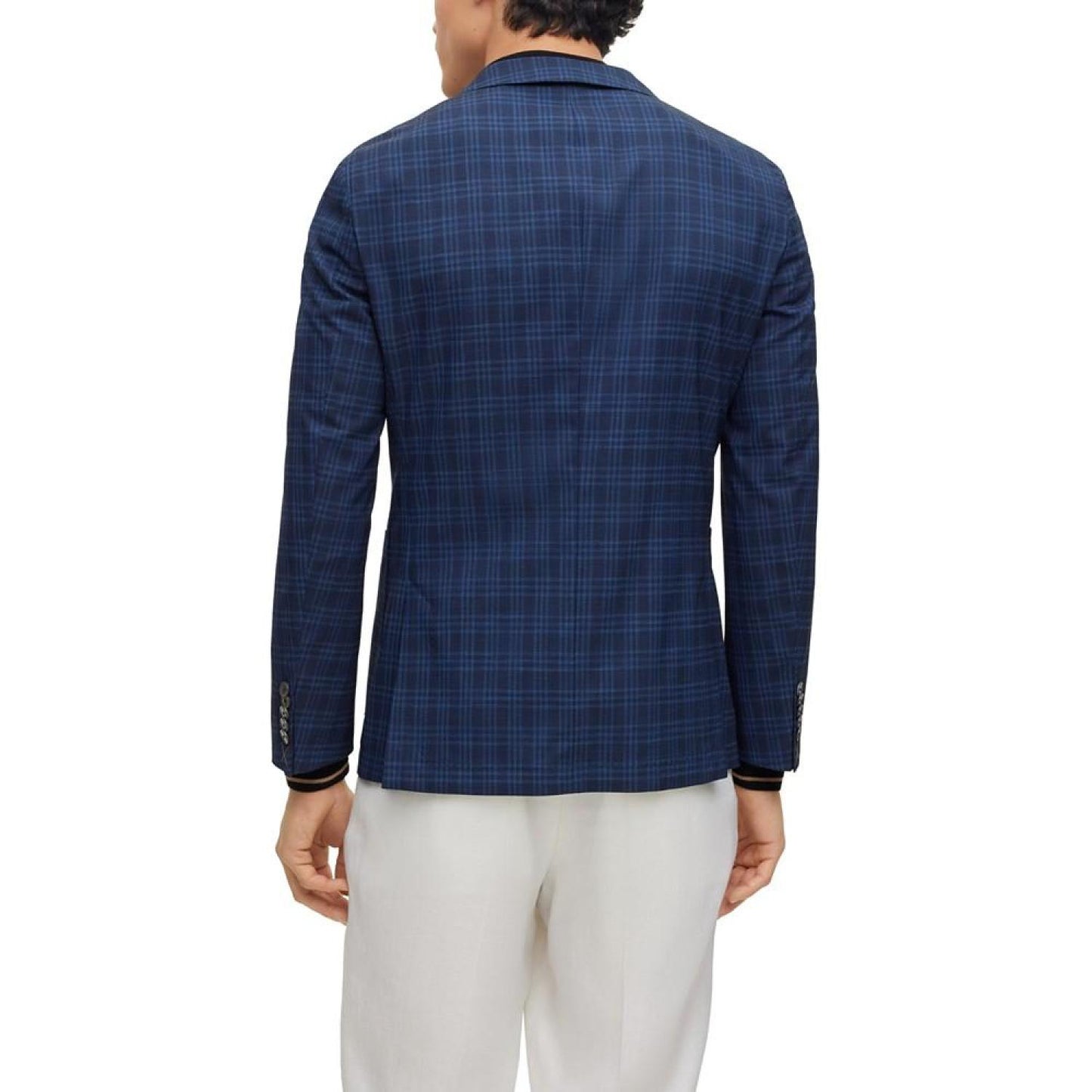 Men's Checked Stretch Slim-Fit Jacket