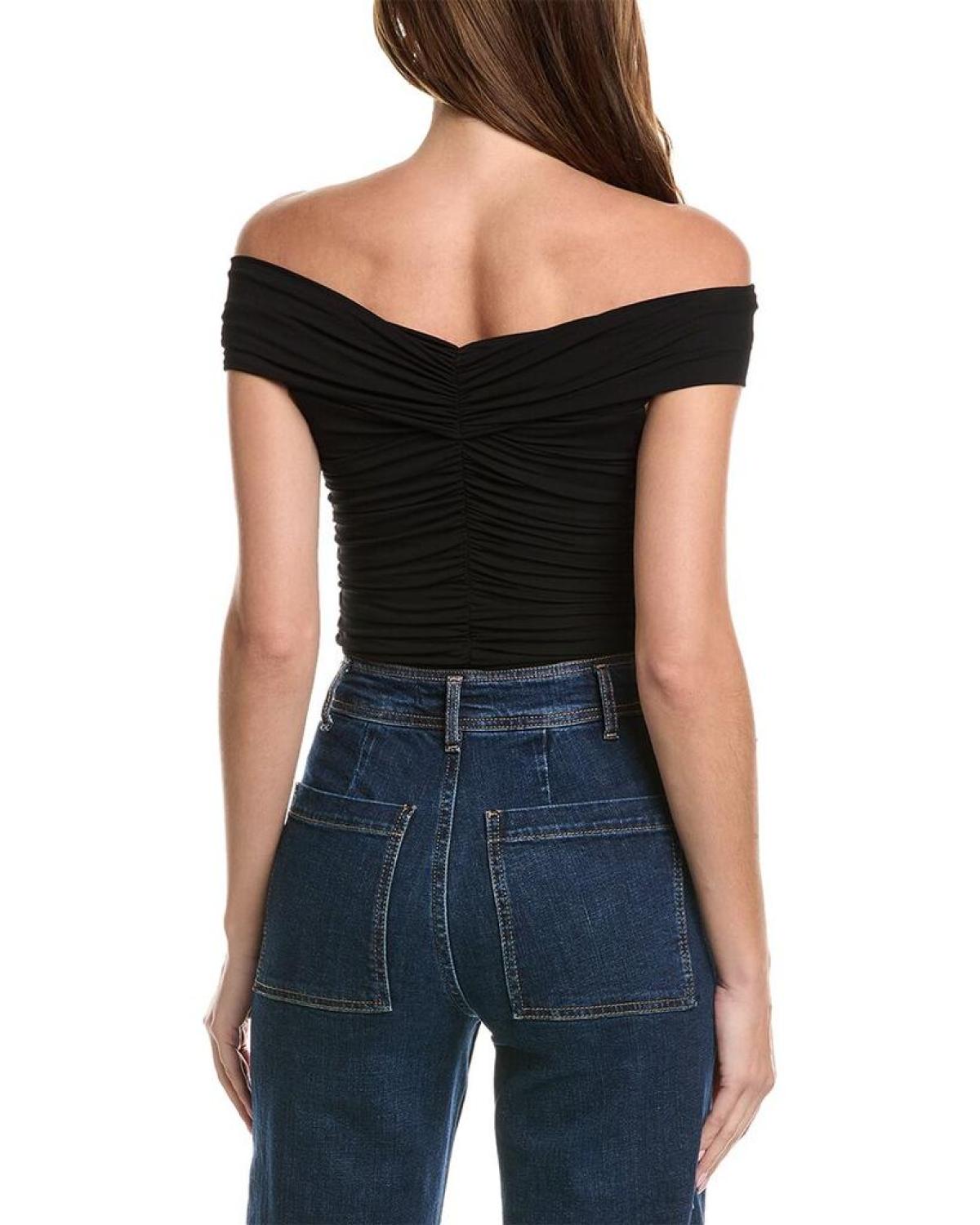 Michael Kors Collection Off The Shoulder Ruched Bodysuit