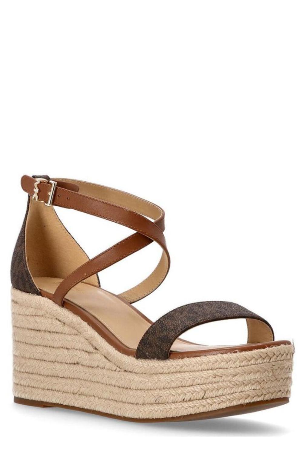 Michael Michael Kors Serena Logo Printed Wedge Sandals