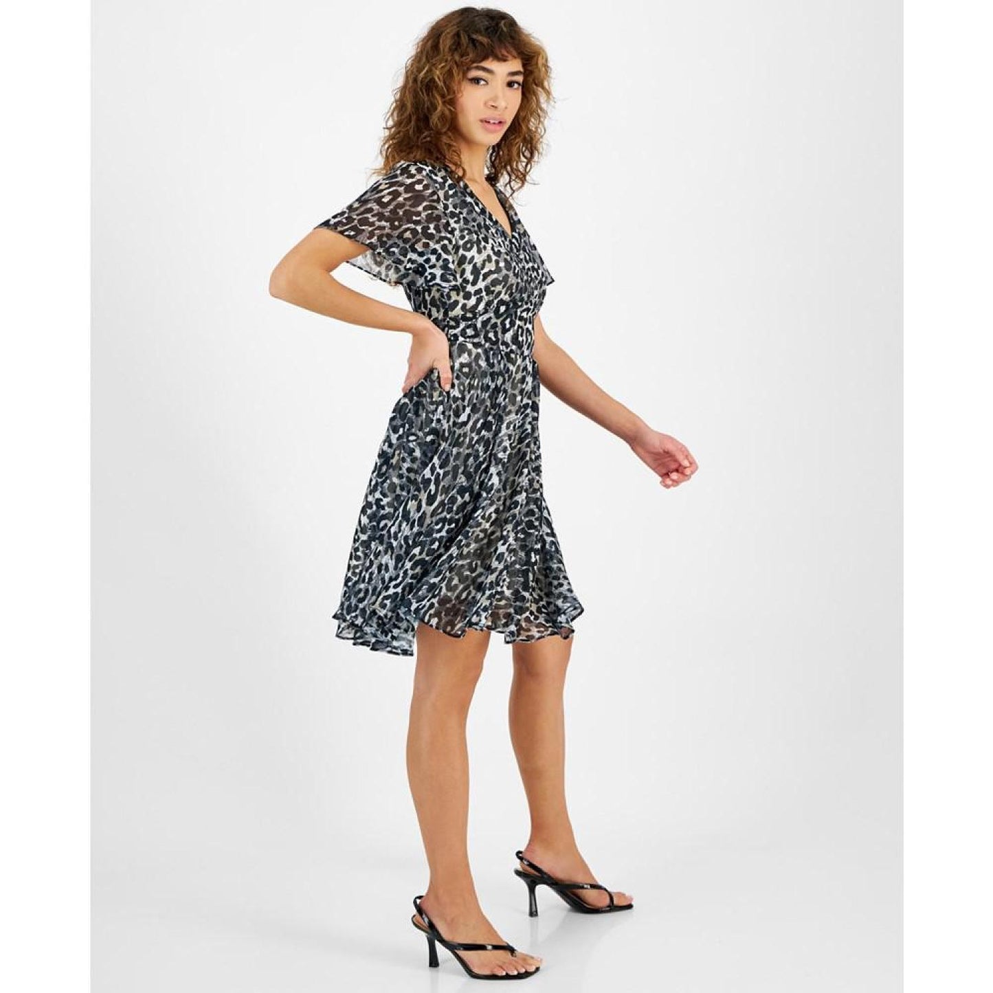 Women's Felicia Flutter-Sleeve Flare Dress