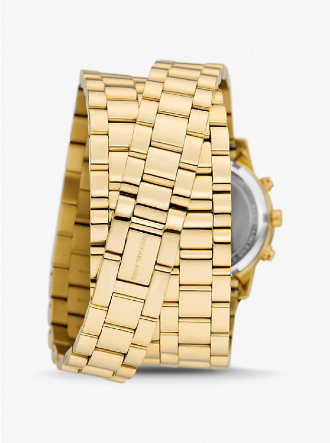 Runway 18K Gold-Plated Stainless Steel Triple Wrap Watch