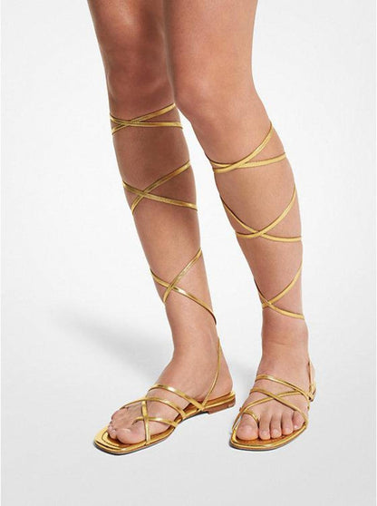 Jade Metallic Leather Gladiator Sandal