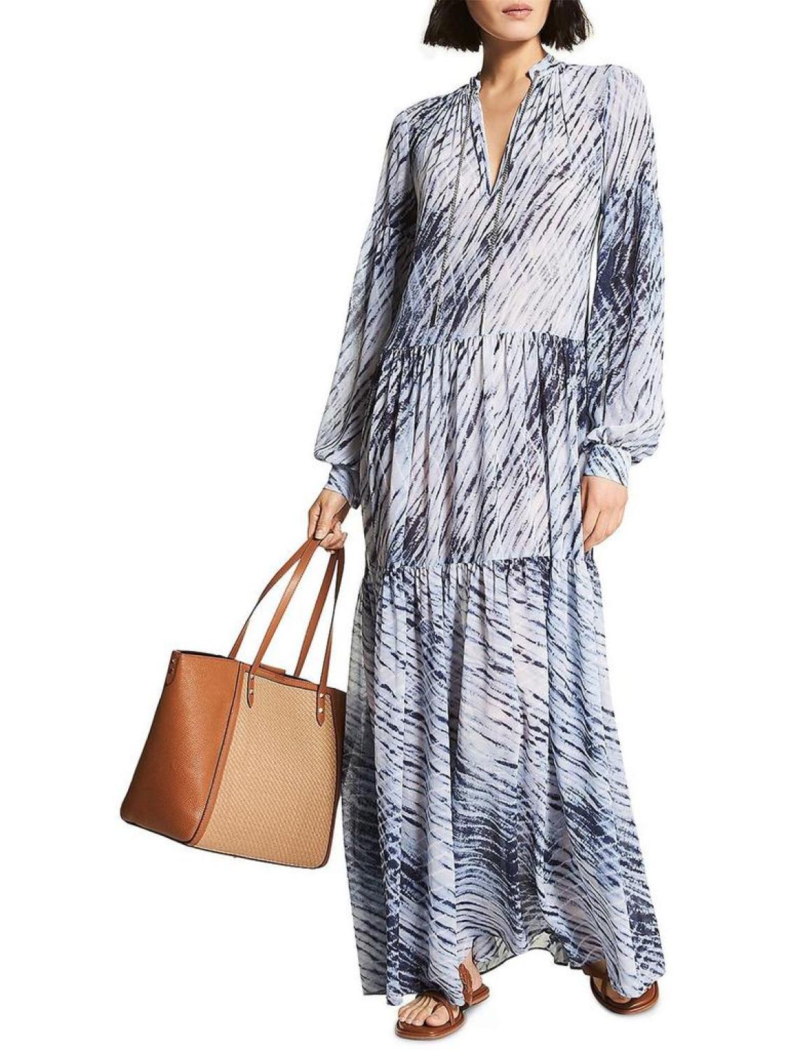 Womens Printed Maxi Shift Dress