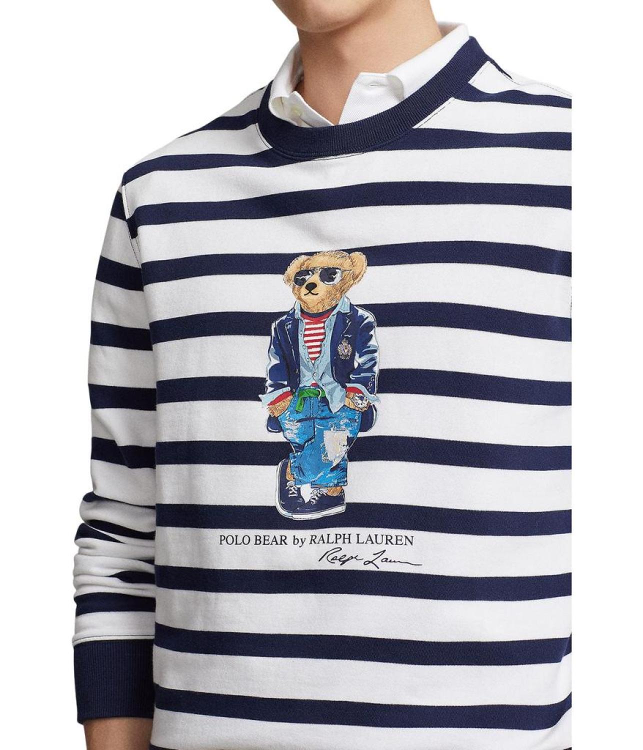 Polo Bear Striped Fleece Sweatshirt