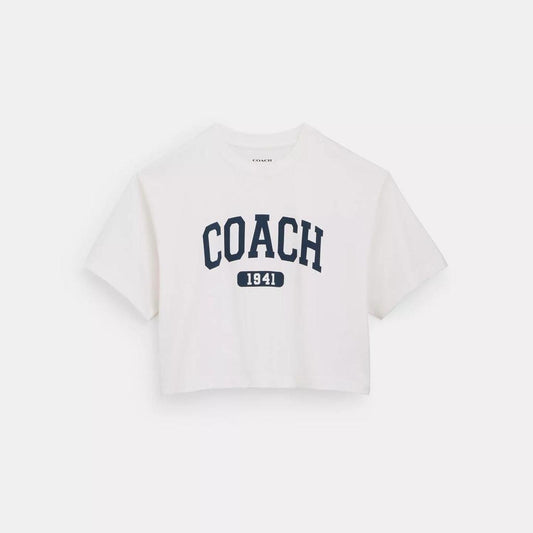 Coach Outlet Varsity Cropped T Shirt In Organic Cotton