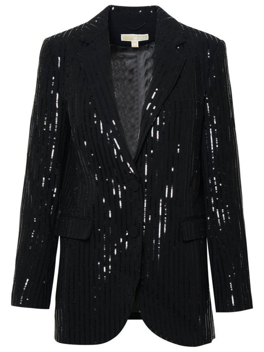 Michael Michael Kors Pinstripe Sequined Crepe Boyfriend Blazer