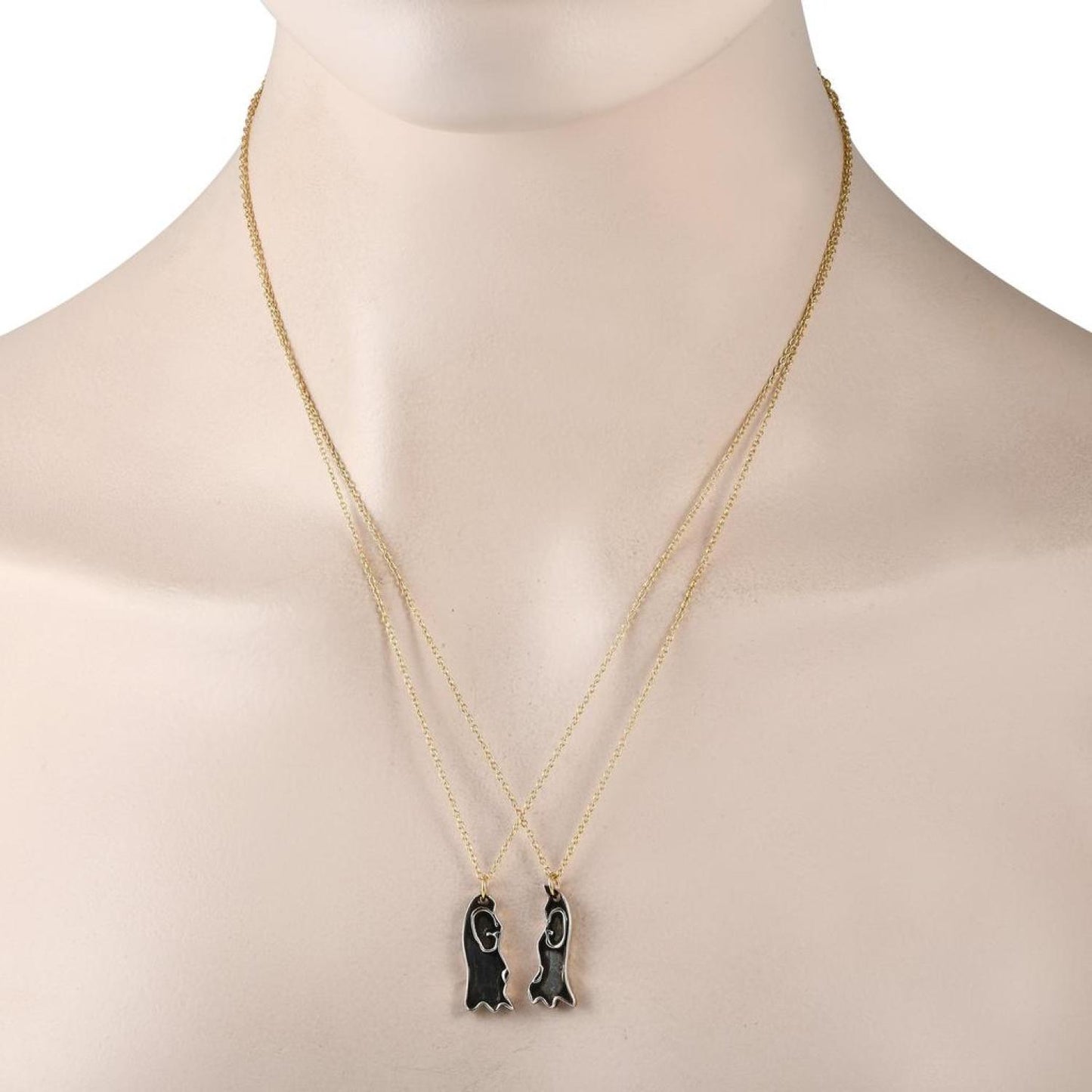 Gucci Ghost 18K Yellow Gold and Silver Matching Pair Necklace GU08-100223