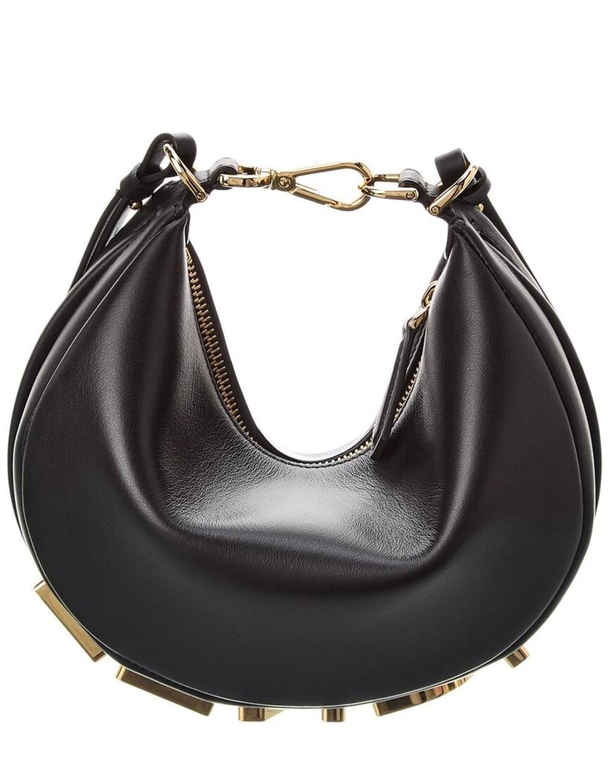 FENDI Fendigraphy Mini Leather Hobo Bag