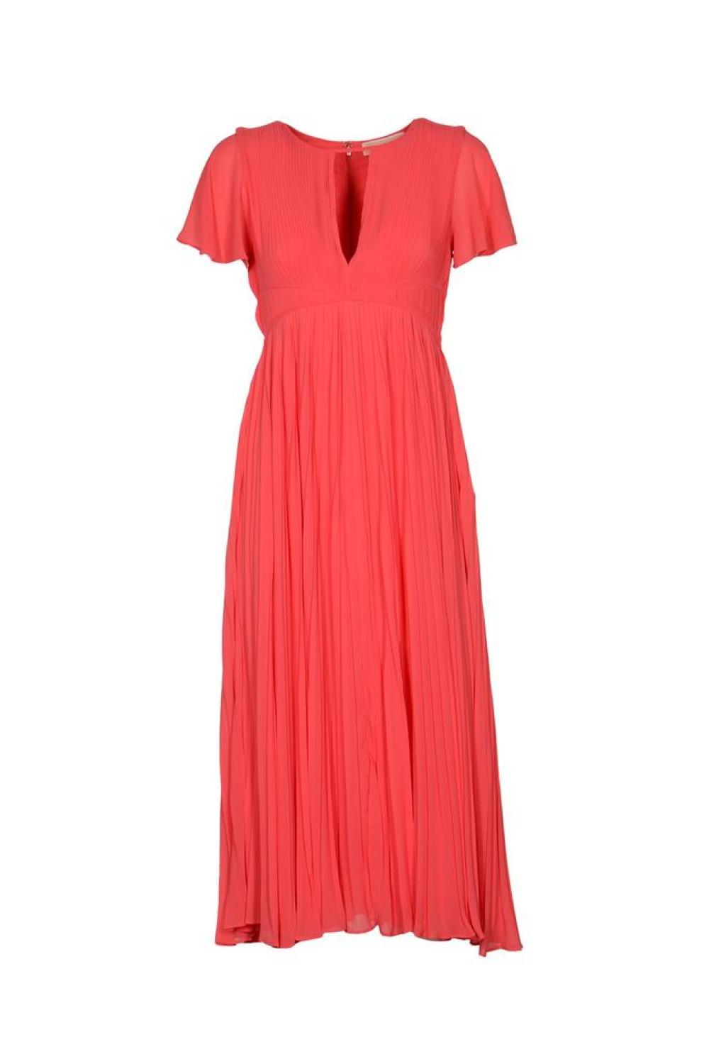 Michael Michael Kors Ribbed-Detailed Round Neck Midi Dress