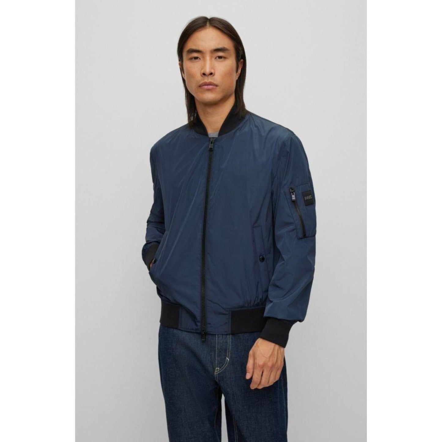 Regular-fit bomber jacket in recycled material