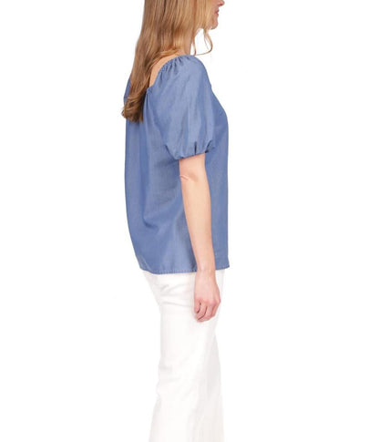 Chambray Square Neck Top