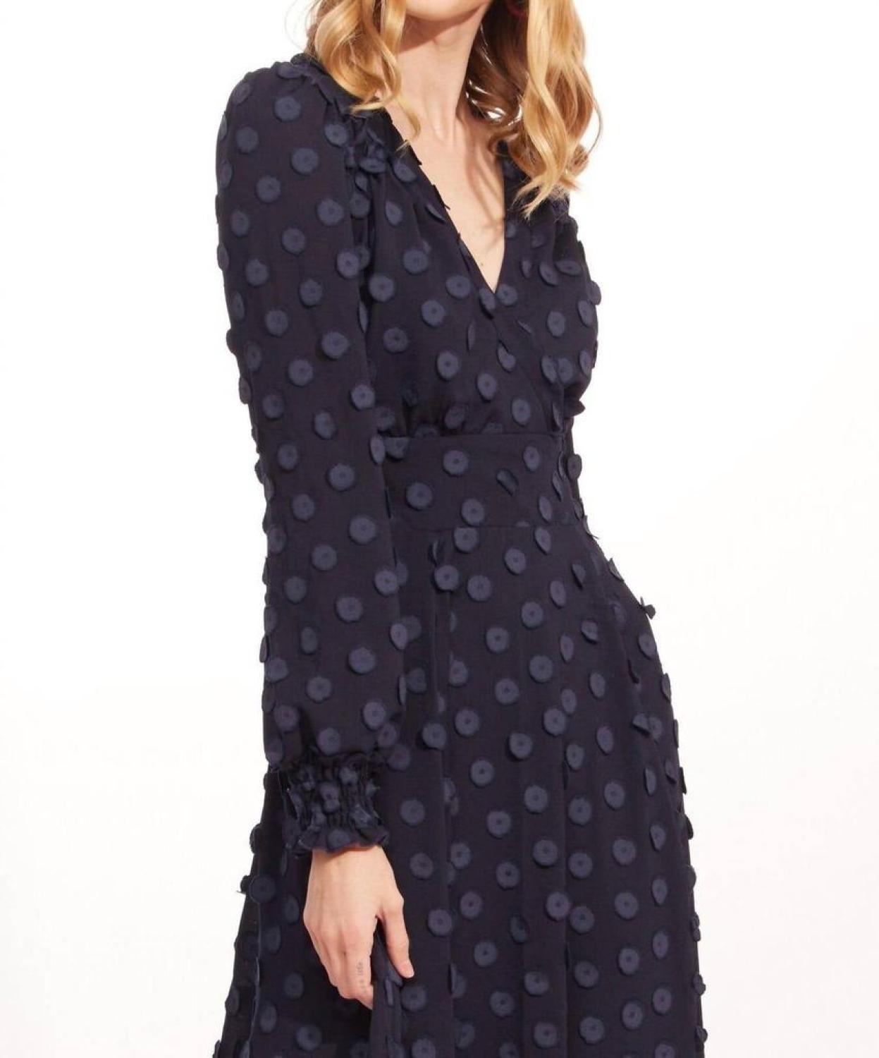 Danielle Dress In Sapphire Dots