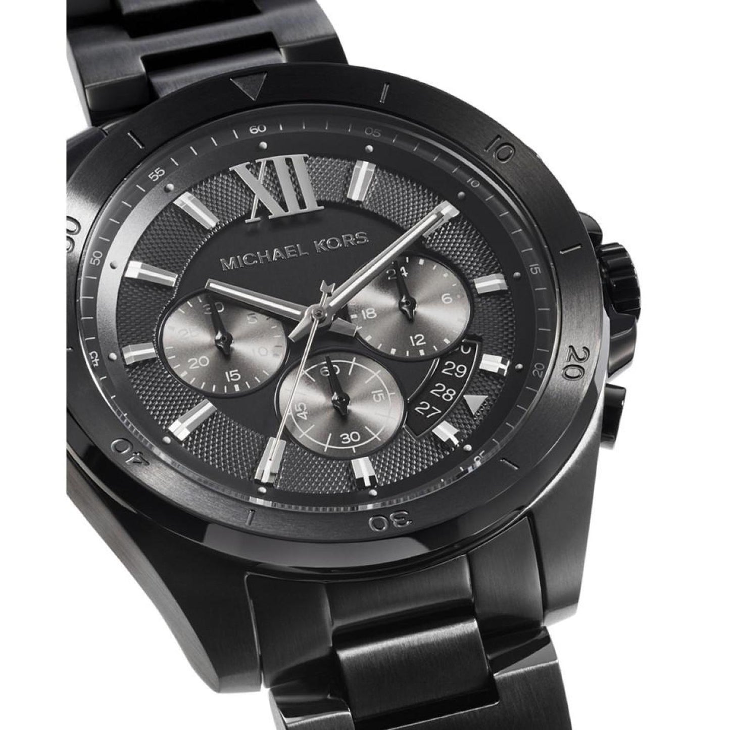 Men's Brecken Chronograph Black Stainless Steel Bracelet Watch 45mm