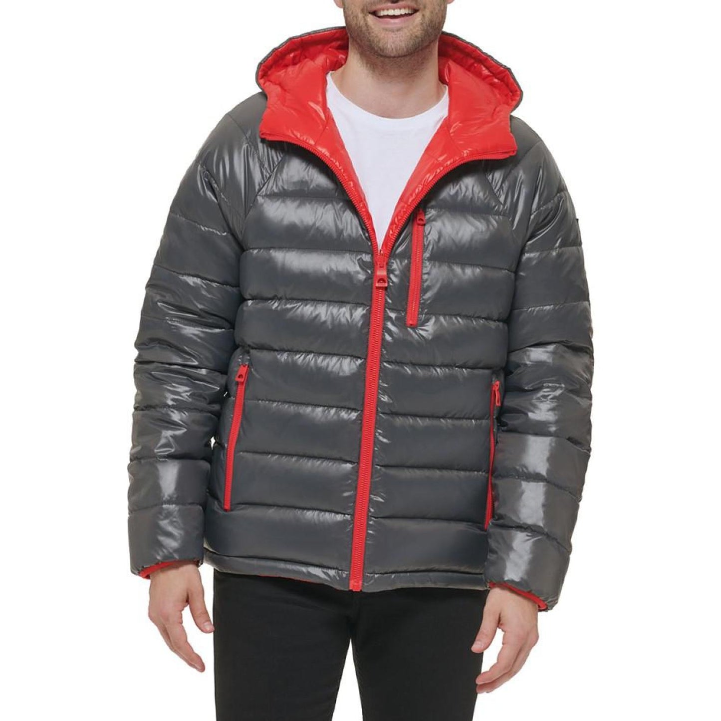 Men's Reversible Quilted Full-Zip Hooded Puffer Jacket