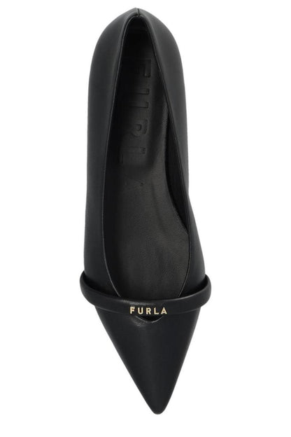 Furla Logo Plaque Pointed Toe Flat Shoes