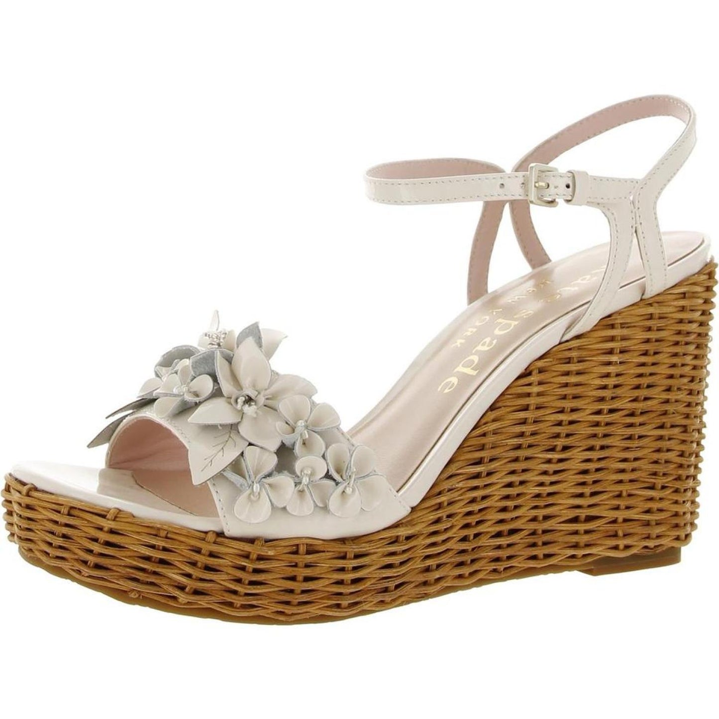 Fiori Wicker Womens Patent Leather Embellished Wedge Sandals