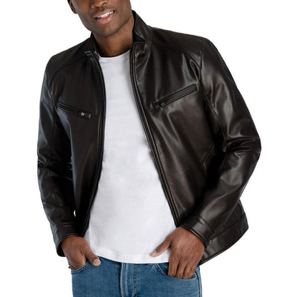 Men's Perforated Faux Leather Hipster Jacket, Created for Macy's