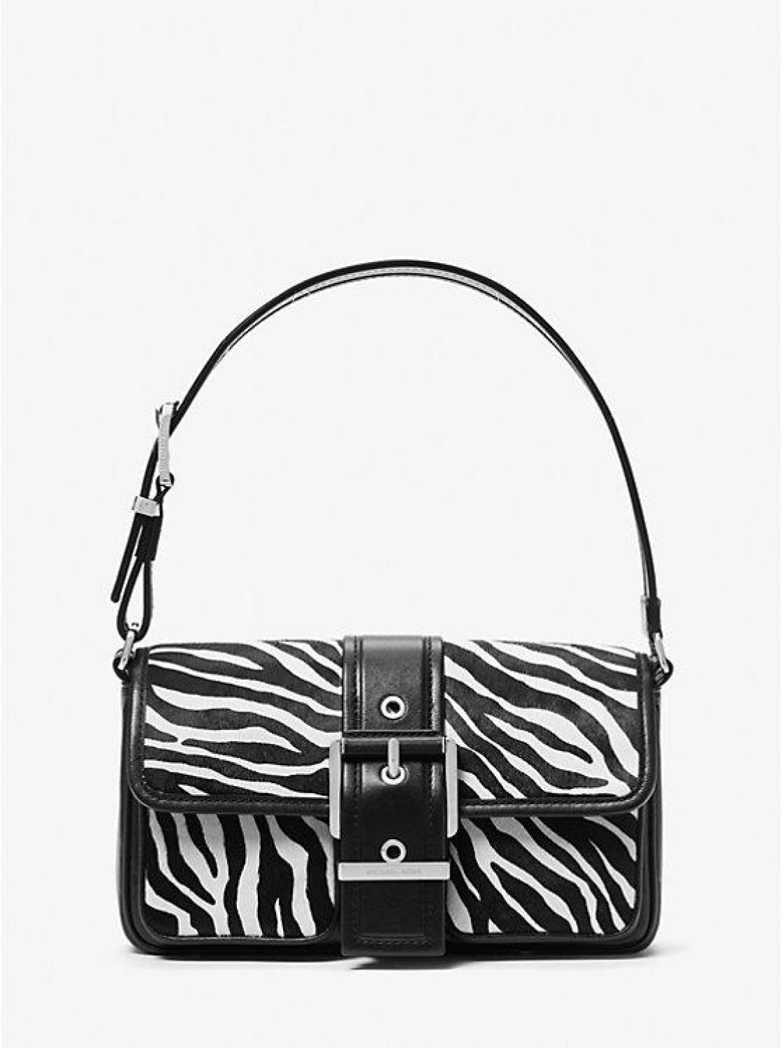 Colby Medium Zebra Print Calf Hair Shoulder Bag