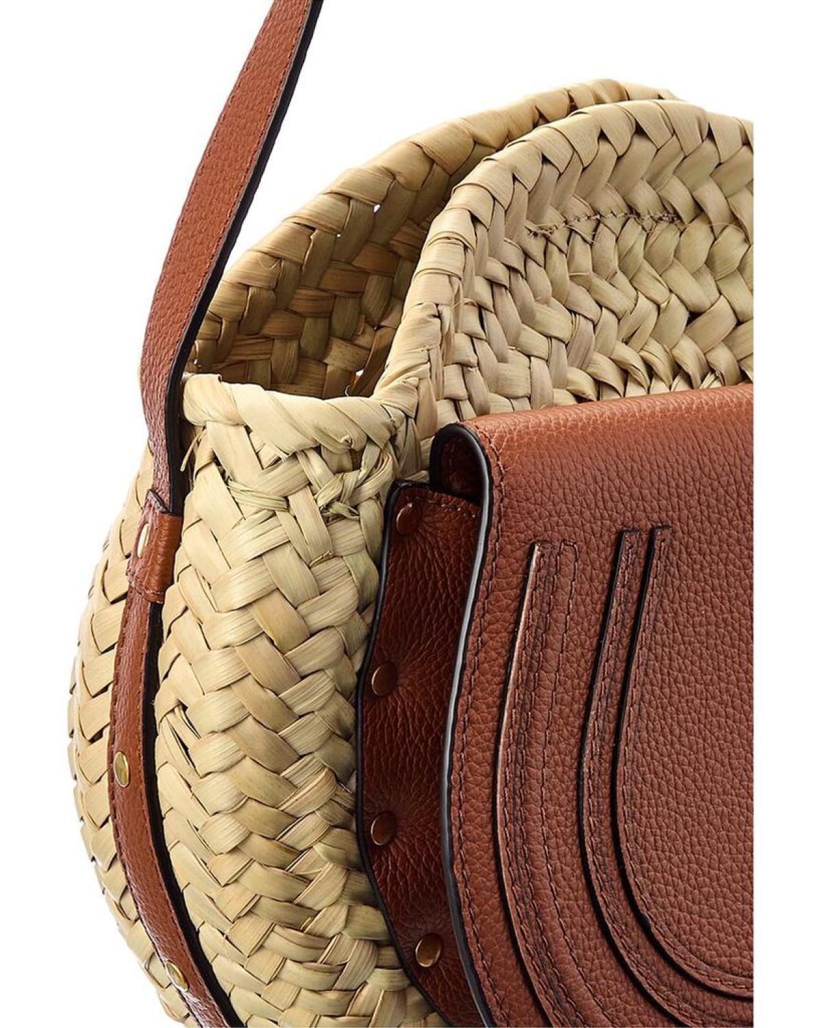 Chloé Marcie Raffia & Leather Basket Crossbody