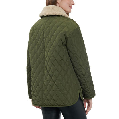 Women's Faux-Sherpa-Collar Quilted Coat