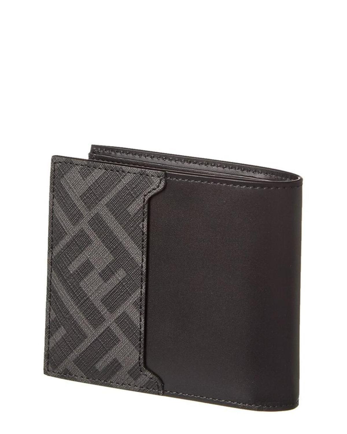 FENDI FF Squared Leather Bifold Wallet