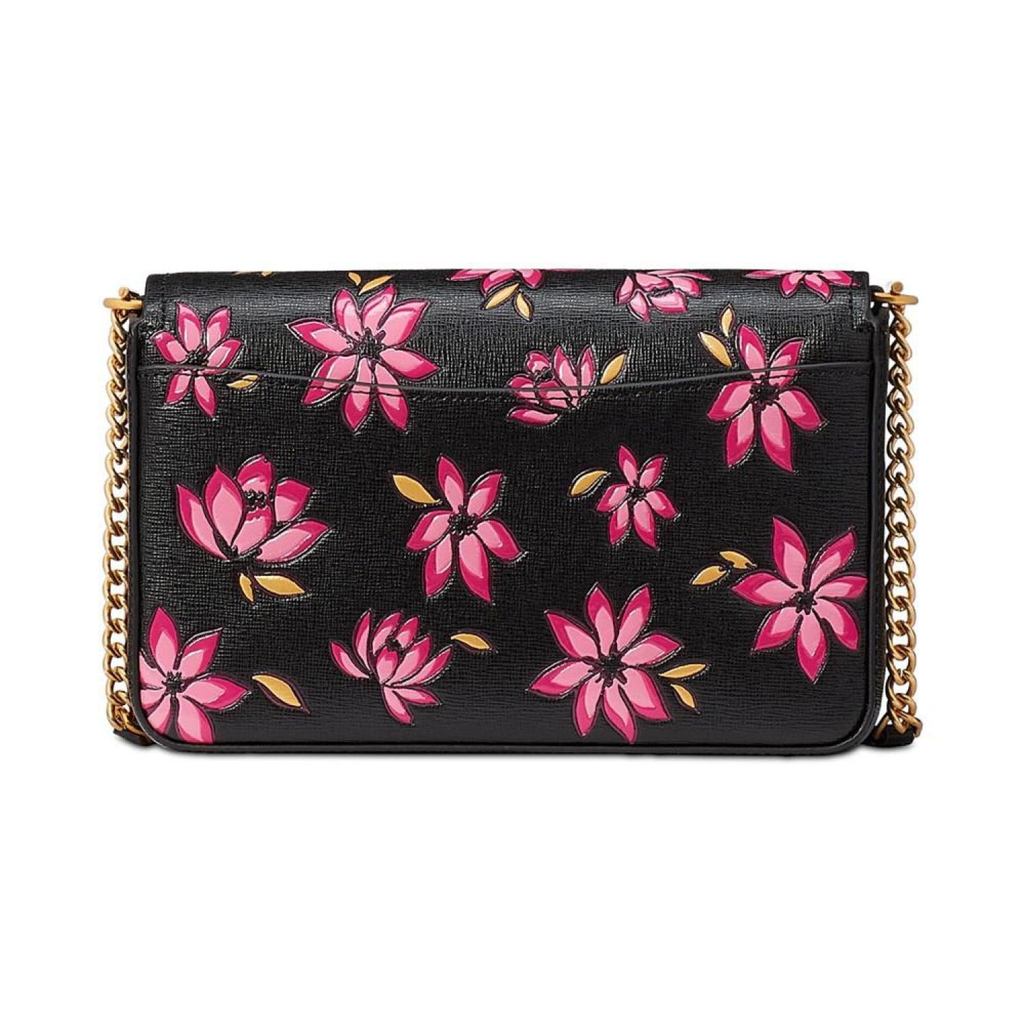 Morgan Winter Blooms Embossed Saffiano Leather Flap Chain Wallet