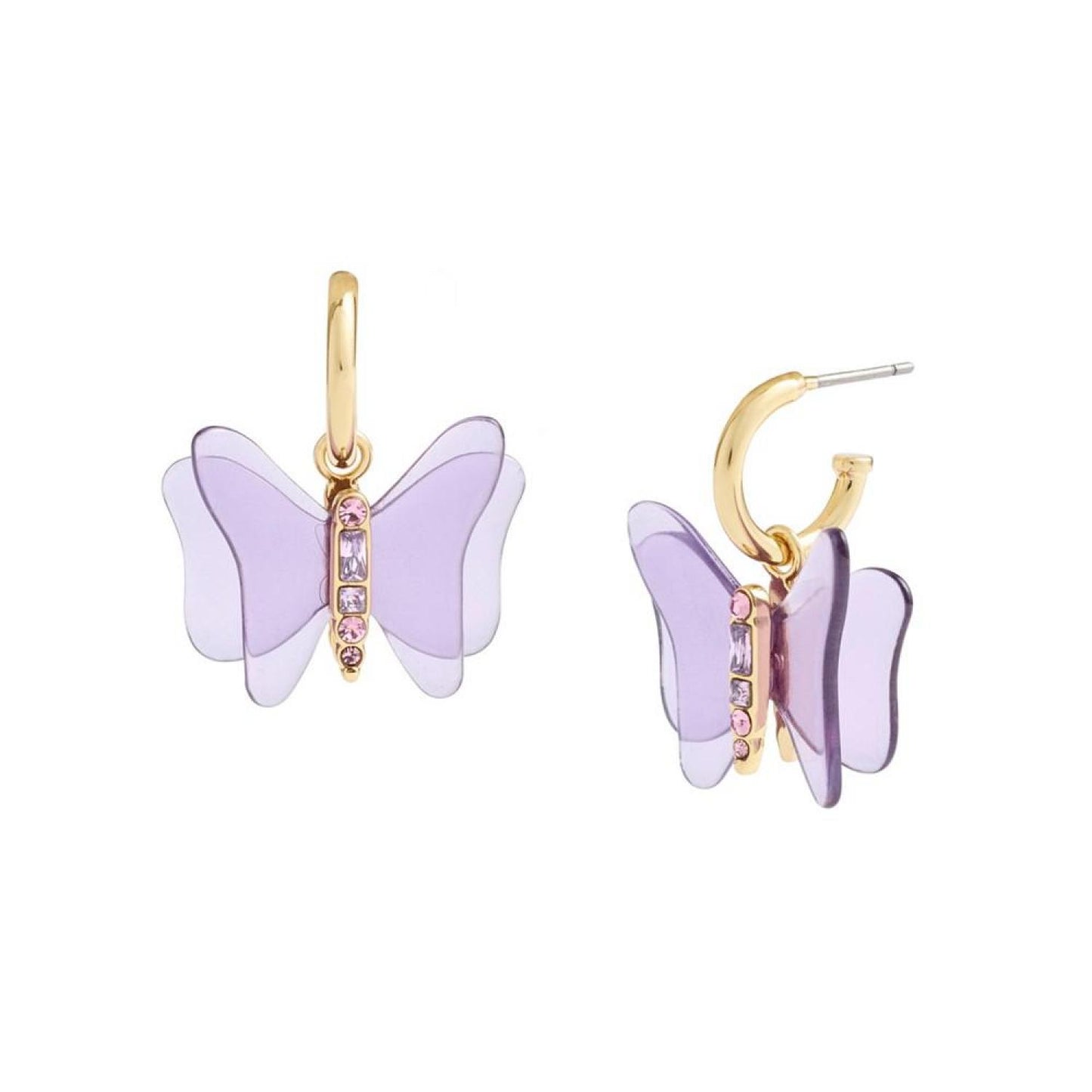 Faux Stone Butterfly Charm Huggie Earrings