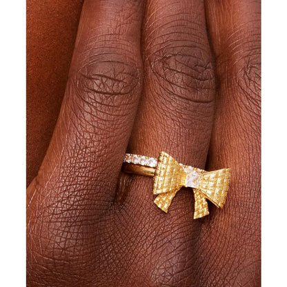 Gold-Tone 2-Pc. Set Cubic Zirconia Bow Stack Rings