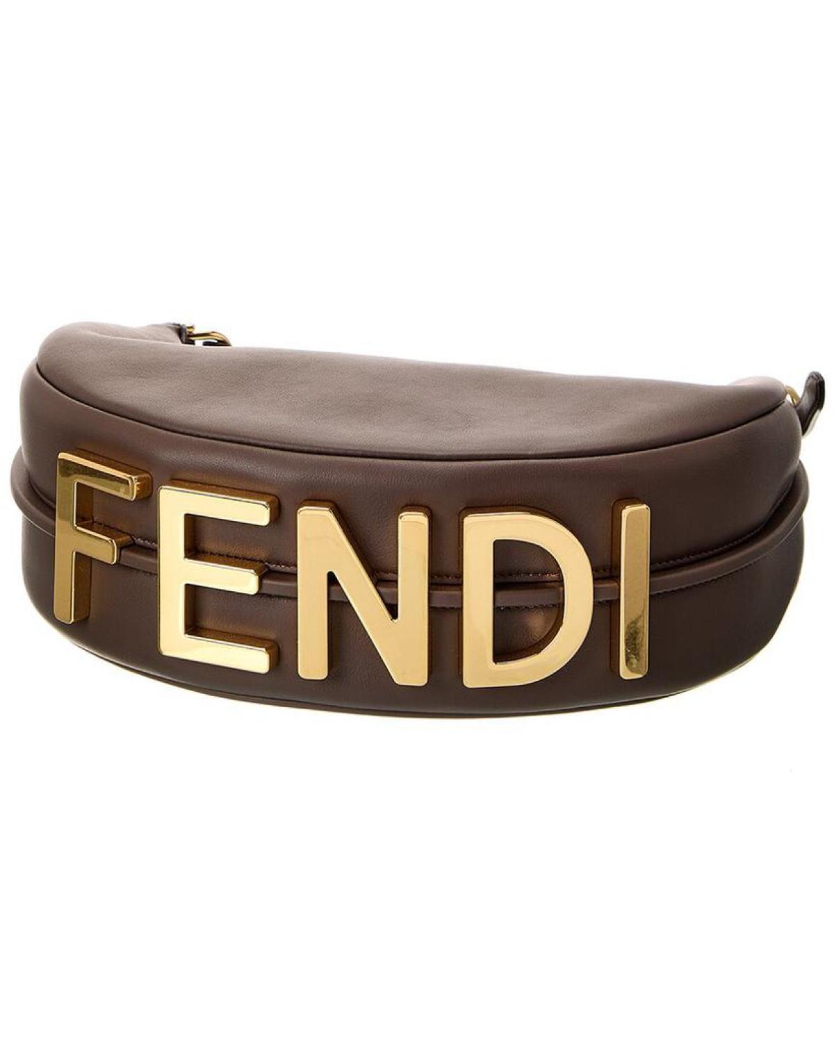 FENDI Fendigraphy Small Leather Hobo Bag