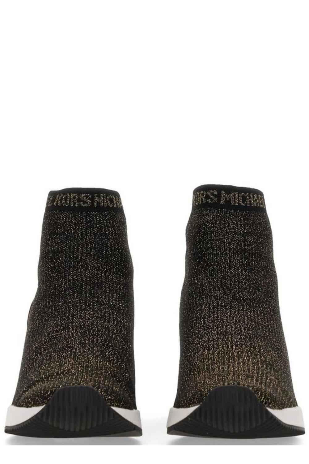 Michael Kors Skyler Logo Print Stretch Knit Sneaker Booties