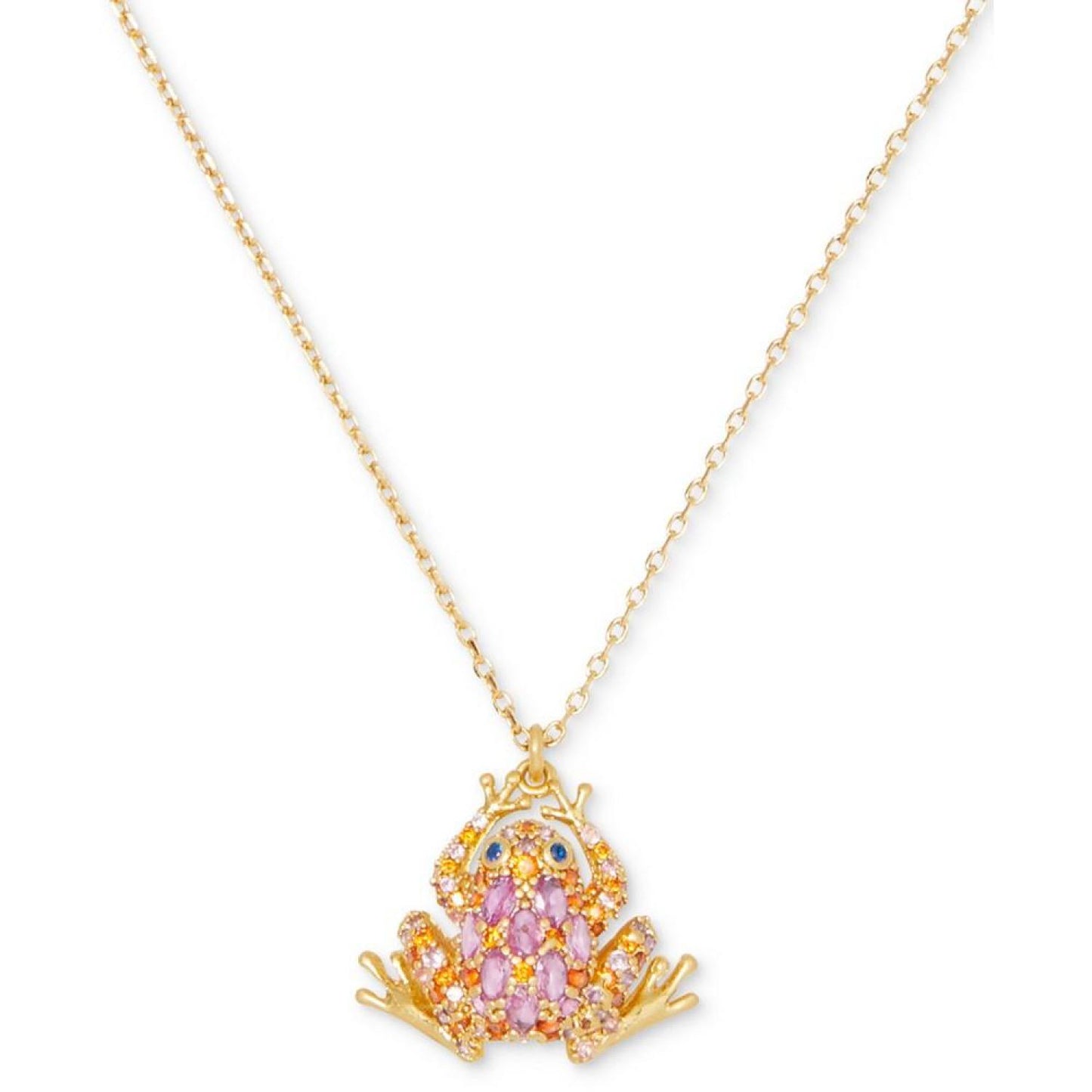 Gold-Tone Cubic Zirconia Frog Mini Pendant Necklace, 16" + 3" extender