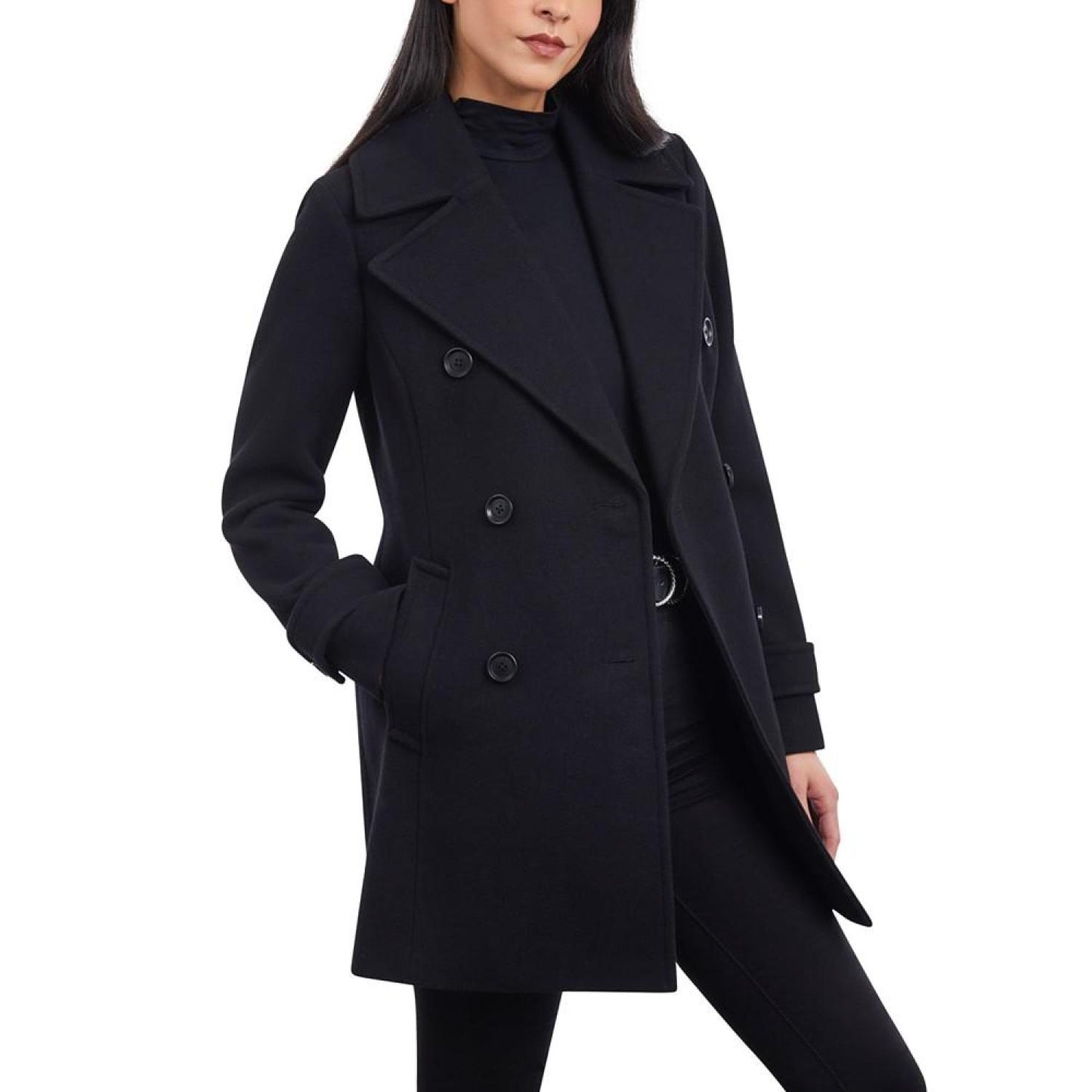 Women's Double-Breasted Notched-Collar Coat