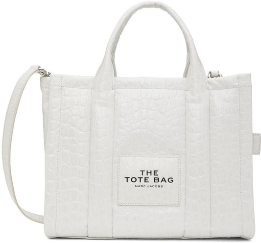 White 'The Croc-Embossed Medium' Tote