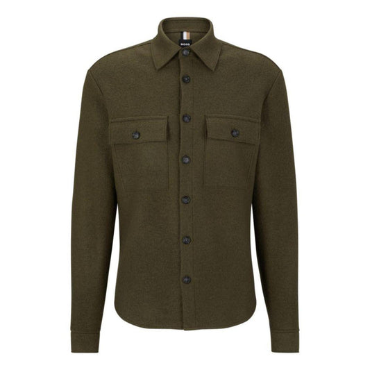 Relaxed-fit shirt in virgin wool with Kent collar