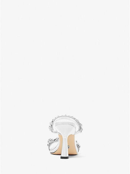 Clara Embellished Metallic Snake Embossed Leather Sandal