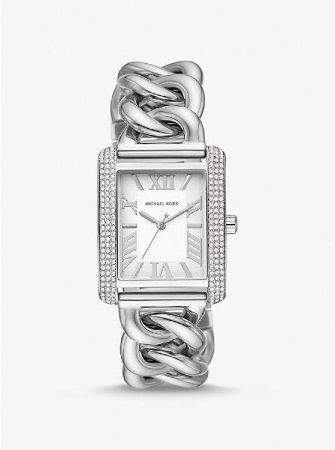 Mini Emery Pavé Silver-Tone Curb Link Watch