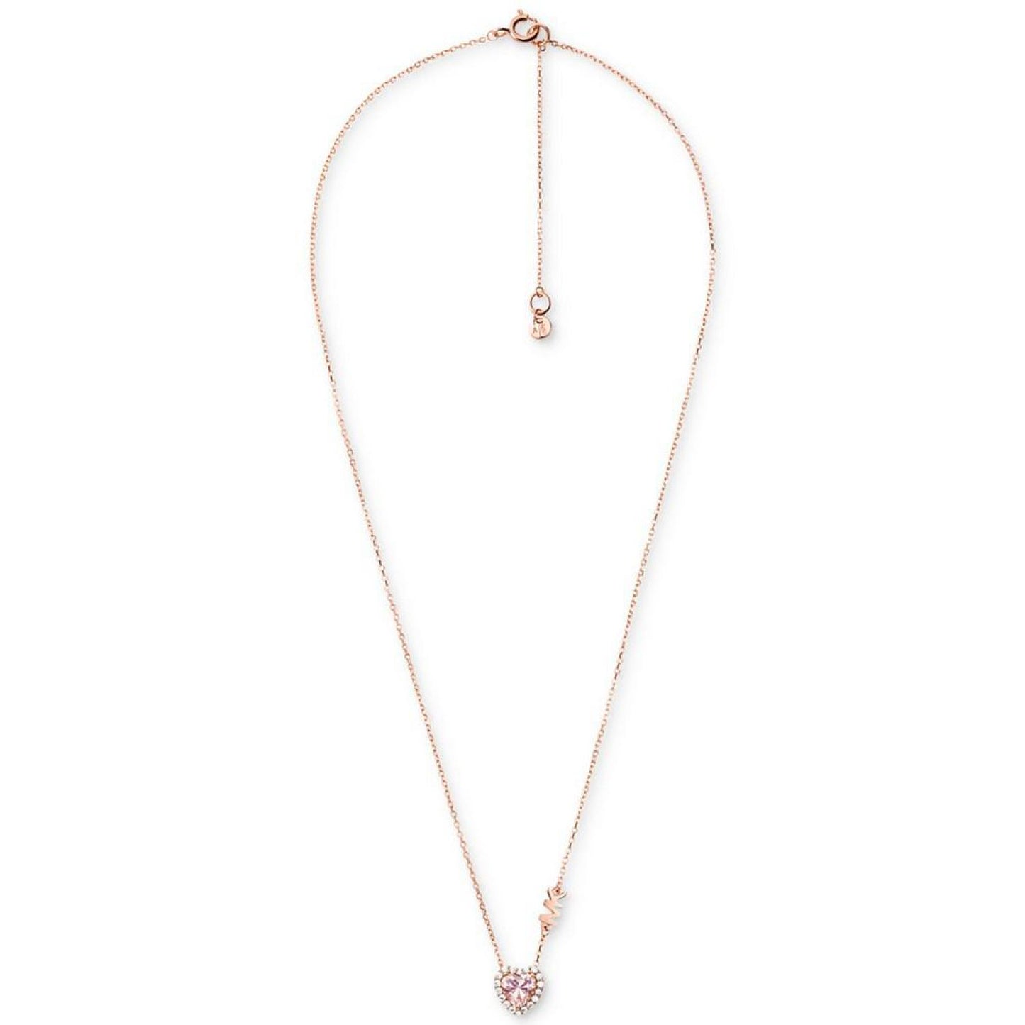 14k Rose Gold-Plated Sterling Silver Crystal Heart Halo Pendant Necklace, 16" + 2" extender