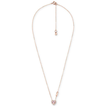 14k Rose Gold-Plated Sterling Silver Crystal Heart Halo Pendant Necklace, 16" + 2" extender