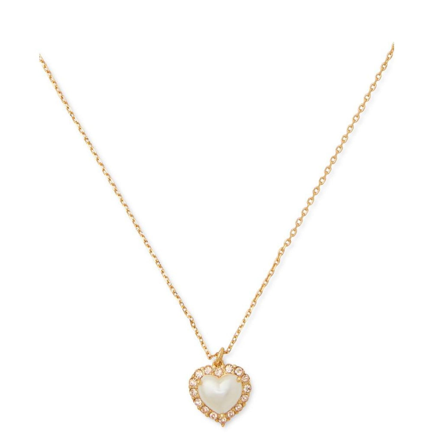 Gold-Tone Pavé & Imitation Pearl Heart Mini Pendant Necklace, 16" + 3" extender