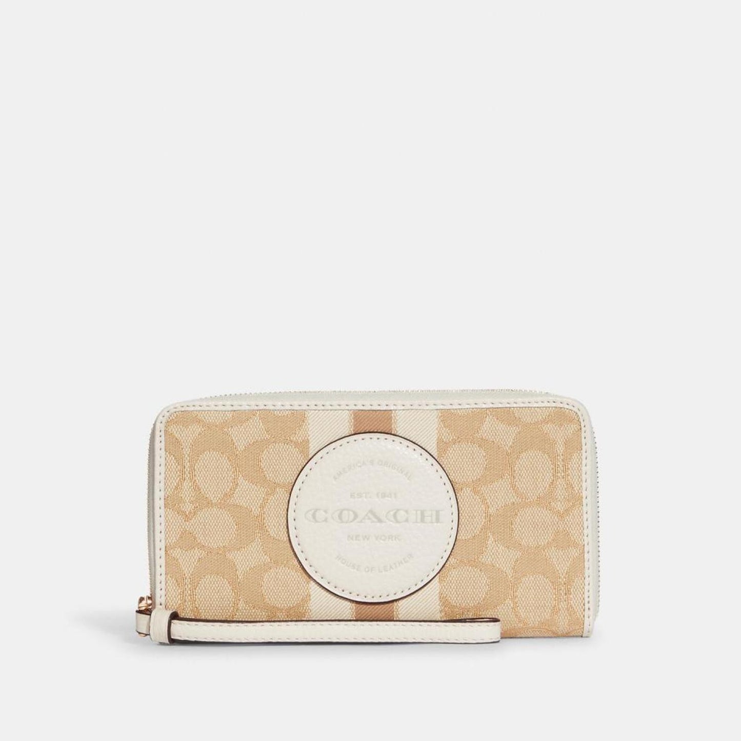 Coach Outlet Dempsey Large Phone Wallet In Signature Jacquard With Stripe And Coach Patch