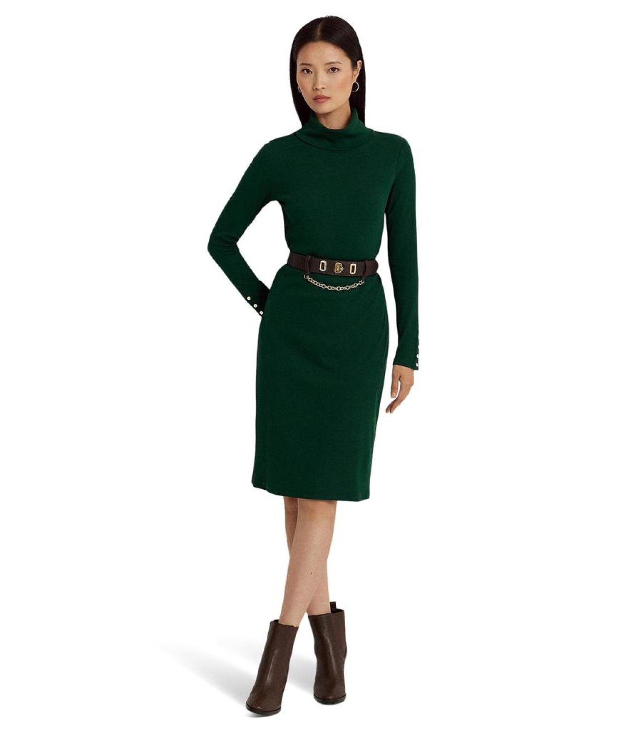 Cotton-Blend Turtleneck Dress