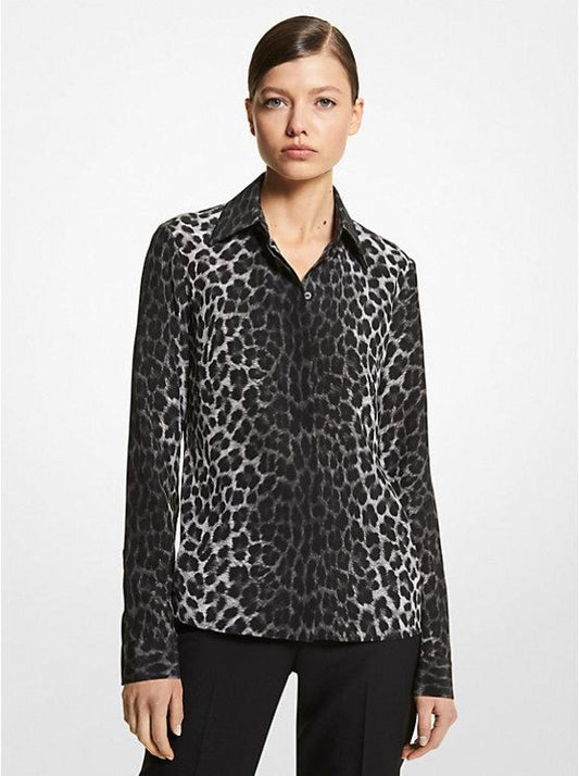 Hansen Leopard Silk Crepe De Chine Shirt