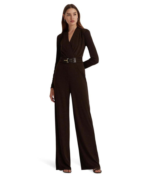 Belted Jersey Surplice Jumpsuit