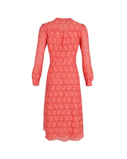 Michael Michael Kors Long Sleeve Midi Dress in Coral Cotton Lace