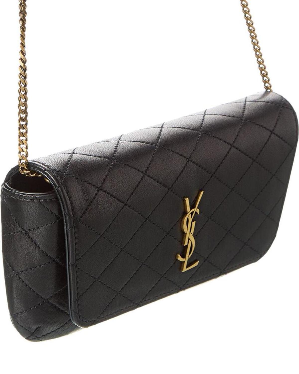 Saint Laurent Gaby Chain Quilted Leather Phone Holder