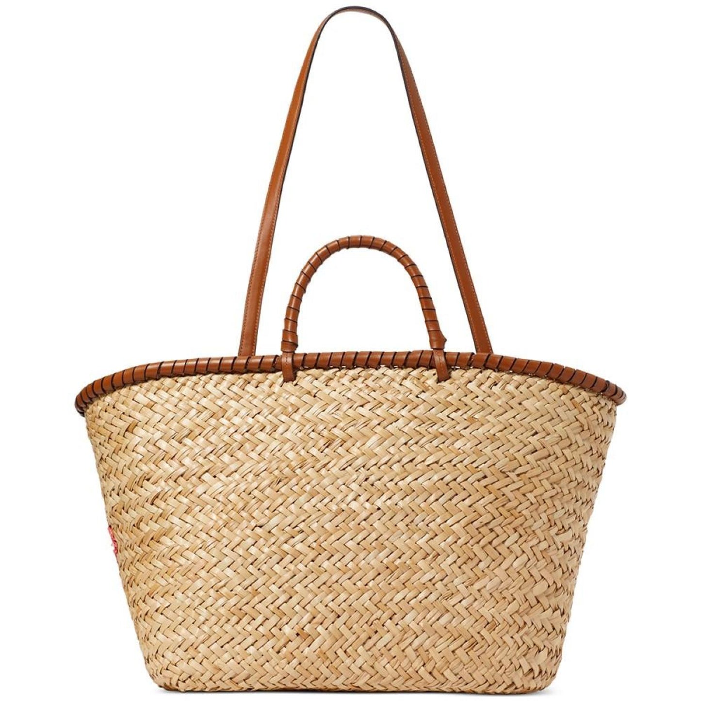 What the Shell Embellished Woven Straw Extra-Large Tote