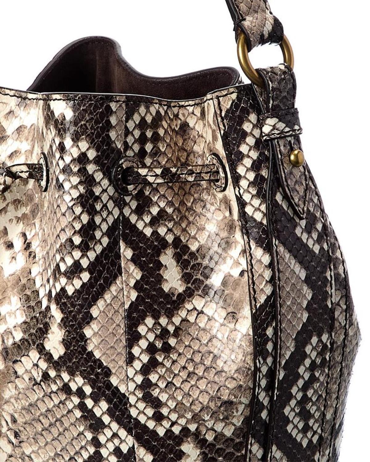 Michael Kors Collection Snake-Embossed Leather Bucket Bag