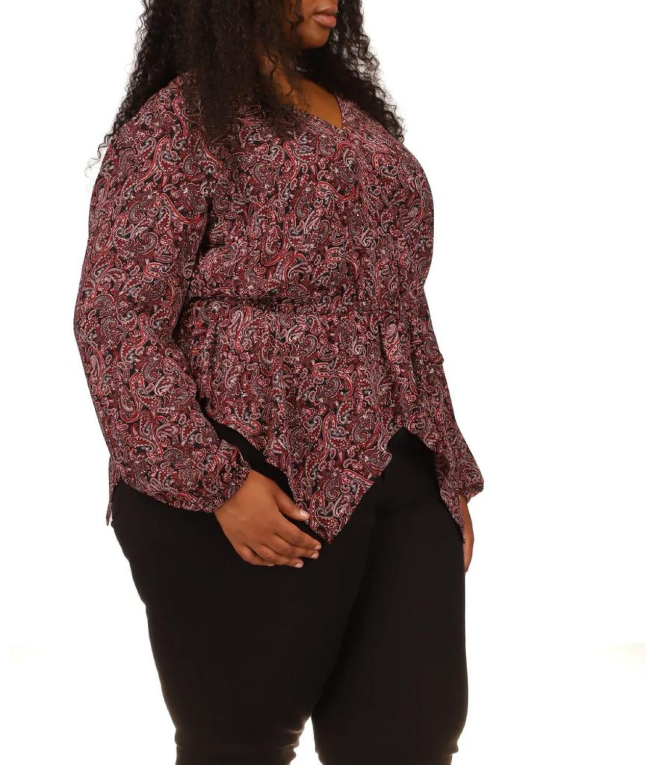 Plus Size Pop Lux Paisley Wrap Top