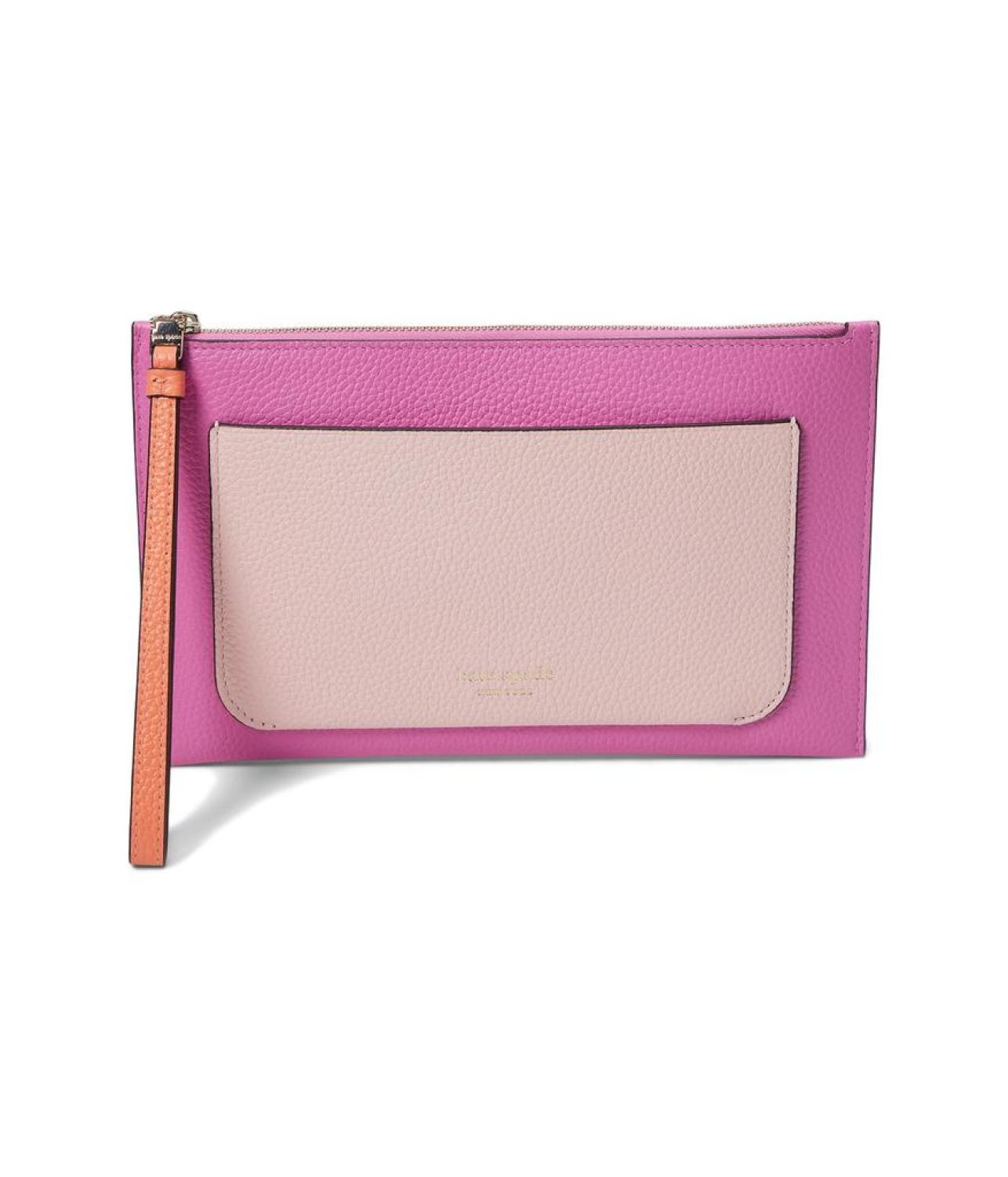 Ava Colorblocked Pebbled Leather Wristlet